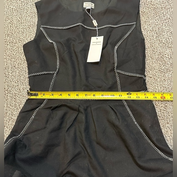 PHILOSOPHY di ALBERTA FERRETTI 8 M Black Shift Dress White Stitching LBD R $995 - Picture 8 of 10